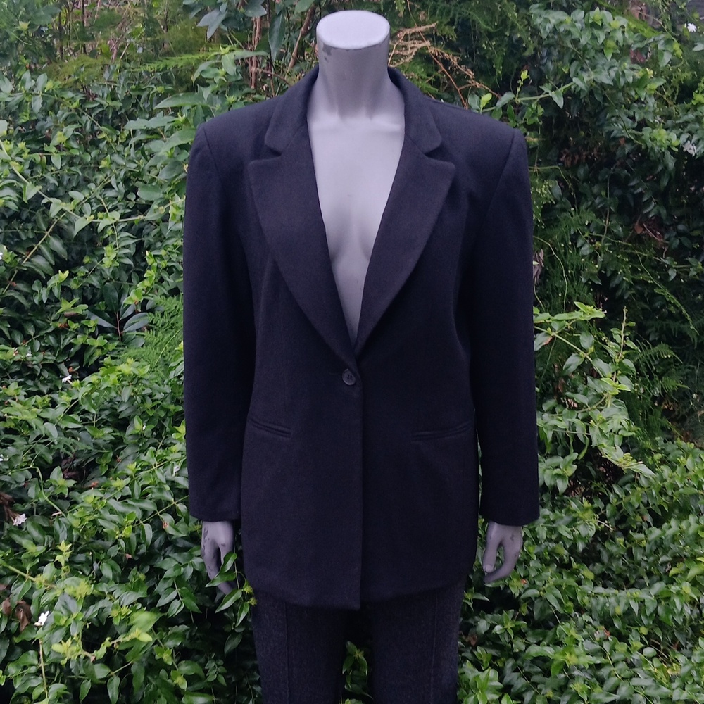 NORTON Mc NORTON PETITES LADIES PURE WOOLMARK  VINTAGE BLACK LUXURY BLAZER - Picture 4 of 17